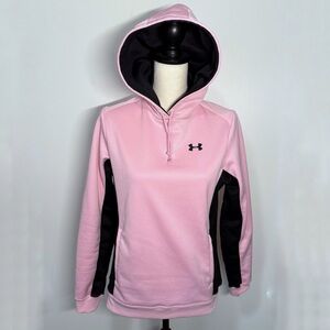 Under Armour pullover hoodie, pink and black, small